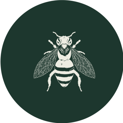 Logotipo Snaps Producciones basic abeja fondo verde oscuro